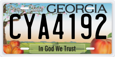 GA license plate CYA4192