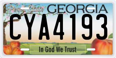 GA license plate CYA4193