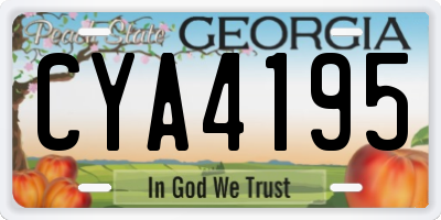 GA license plate CYA4195