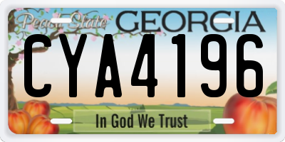 GA license plate CYA4196