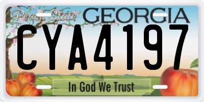 GA license plate CYA4197