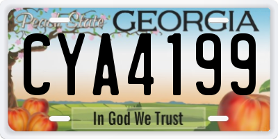 GA license plate CYA4199