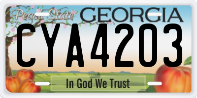 GA license plate CYA4203