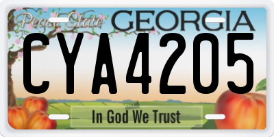 GA license plate CYA4205