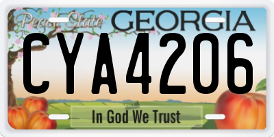 GA license plate CYA4206