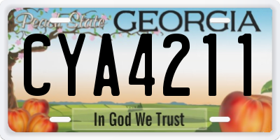 GA license plate CYA4211