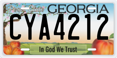 GA license plate CYA4212