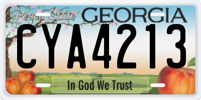 GA license plate CYA4213