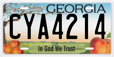 GA license plate CYA4214