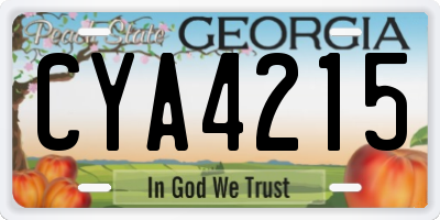 GA license plate CYA4215