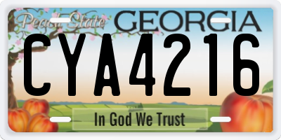 GA license plate CYA4216