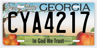 GA license plate CYA4217