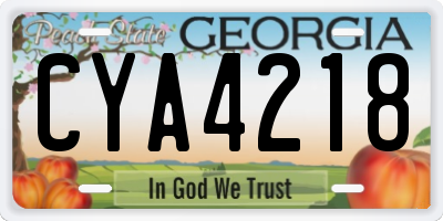 GA license plate CYA4218