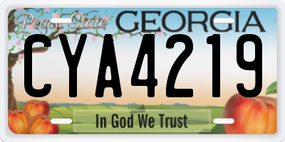 GA license plate CYA4219