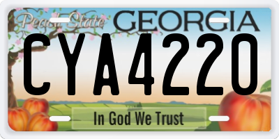GA license plate CYA4220
