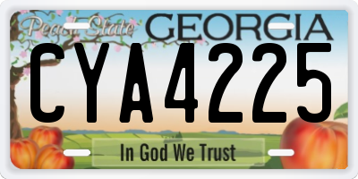 GA license plate CYA4225