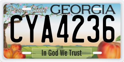 GA license plate CYA4236