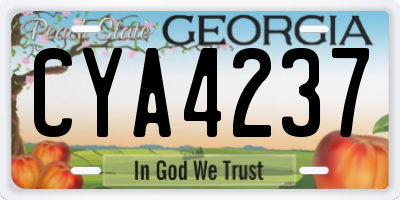 GA license plate CYA4237