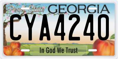 GA license plate CYA4240