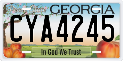 GA license plate CYA4245