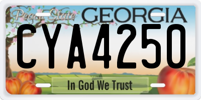 GA license plate CYA4250