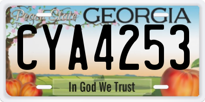 GA license plate CYA4253