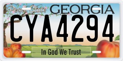 GA license plate CYA4294