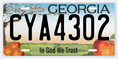 GA license plate CYA4302