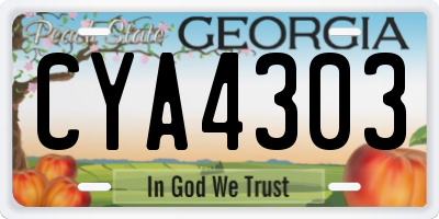 GA license plate CYA4303