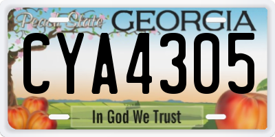 GA license plate CYA4305