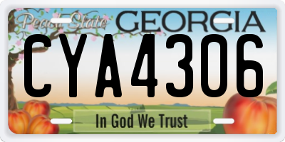GA license plate CYA4306