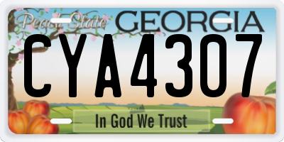 GA license plate CYA4307