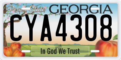 GA license plate CYA4308