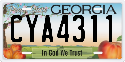 GA license plate CYA4311