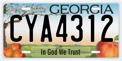 GA license plate CYA4312