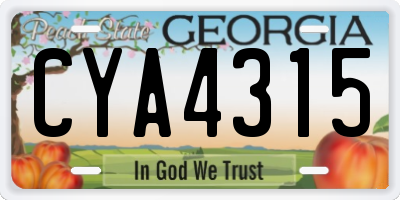 GA license plate CYA4315
