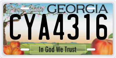 GA license plate CYA4316