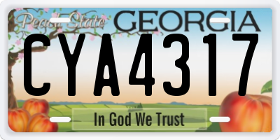 GA license plate CYA4317