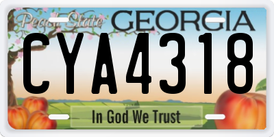 GA license plate CYA4318