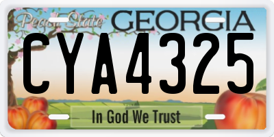 GA license plate CYA4325