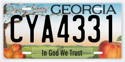 GA license plate CYA4331