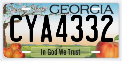 GA license plate CYA4332