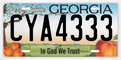 GA license plate CYA4333