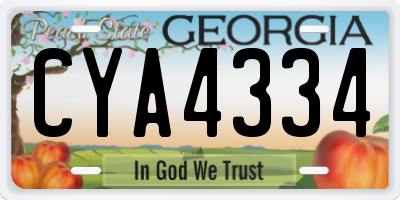 GA license plate CYA4334