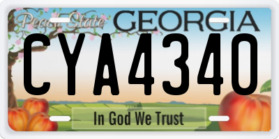 GA license plate CYA4340