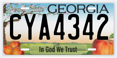 GA license plate CYA4342