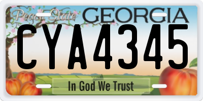 GA license plate CYA4345