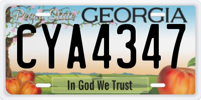 GA license plate CYA4347