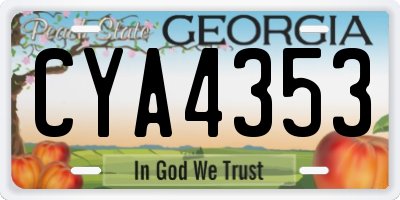 GA license plate CYA4353