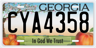 GA license plate CYA4358